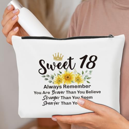 18th Birthday Makeup Bag for Girls - Funny Cotton Cosmetic Pouch