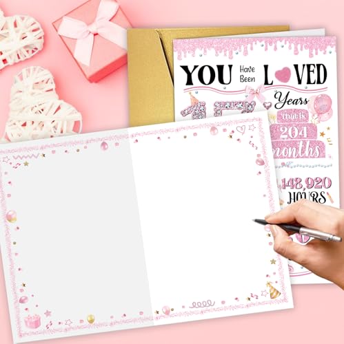 Cute 17th Birthday Card for Girls - Sweet Gift for Besties
