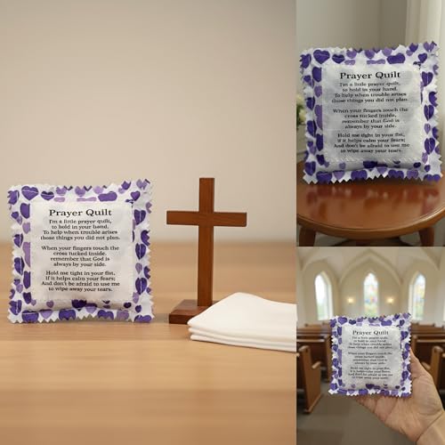 Mini Prayer Quilt with Hidden Cross - Pocket Sized Christian Comfort Gift