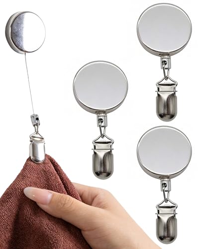 Retractable Towel Clip Holder - Zinc Alloy Kitchen & Bathroom Use