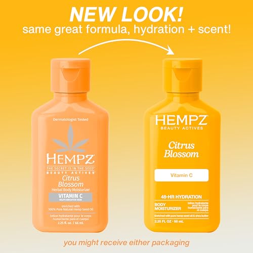 Hempz Citrus Blossom Body Lotion Mini - Daily Moisturizer with Vitamin C & Hemp Seed Oil, 2.25 Fl Oz