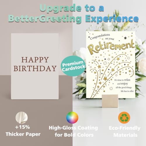 Elegant Happy Retirement Card with Envelope - SK-207 Gold Starburst Design