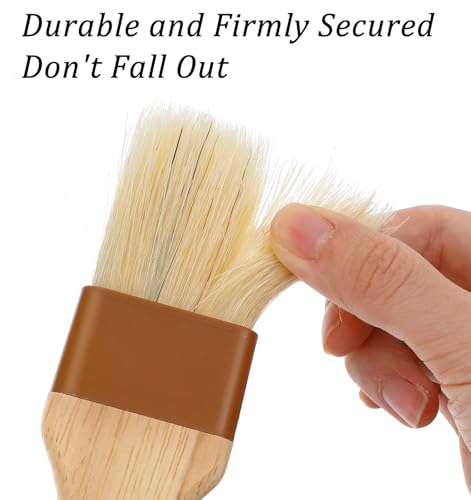 Natural Bristle Basting Brushes - 2 Pack for Cooking & Baking