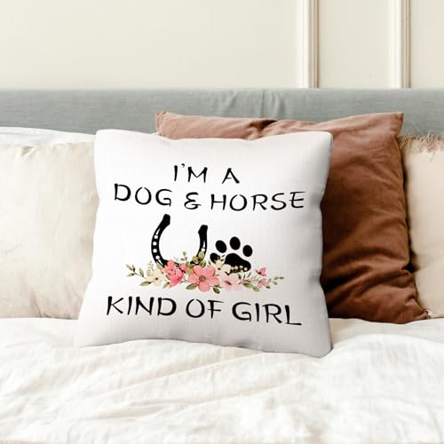 Horse Theme Pillow Cover 18x18 - Flannel Throw Pillow for Cowgirls