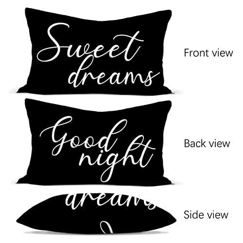 Rusenbao Black Flannel Throw Pillow Covers - 20x12 Inches