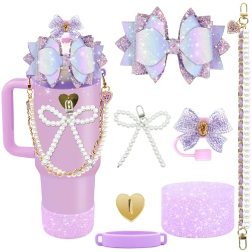 LBU Bling Stanley Cup Accessories Set for 20/30/40 oz Tumbler Purple