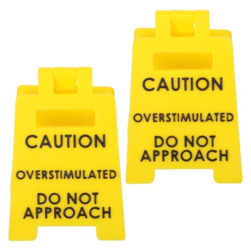 Caution Overstimulated Desk Sign - Funny Office Decor (2 Pcs)