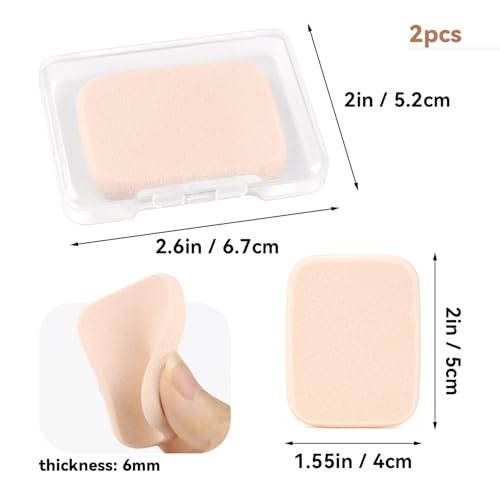 Yuntop 2 Pcs Square Makeup Sponges with Travel Case for Wet and Dry Use