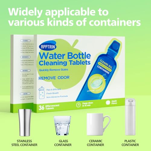 AppXynn Water Bottle Cleaning Tablets - Apple Scented, 36 Count Pack