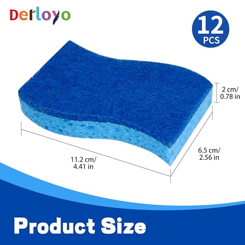 Derloyo Non-Scratch S-Shaped Kitchen Scrub Sponges - Blue, 12 Count