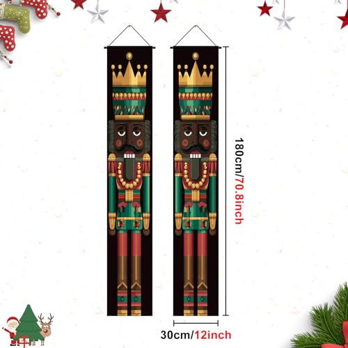 BlissYard Black Nutcracker Christmas Door Banner - 12x71 Inch Holiday Porch Decor