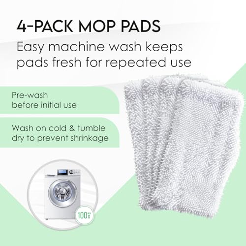 Turbo Microfiber Mop Pads 4-Pack for Shark Steam Mops SK Series