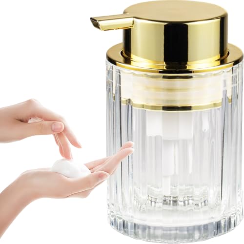Amolliar 8oz Foaming Soap Dispenser - Clear Glass with Gold Pump