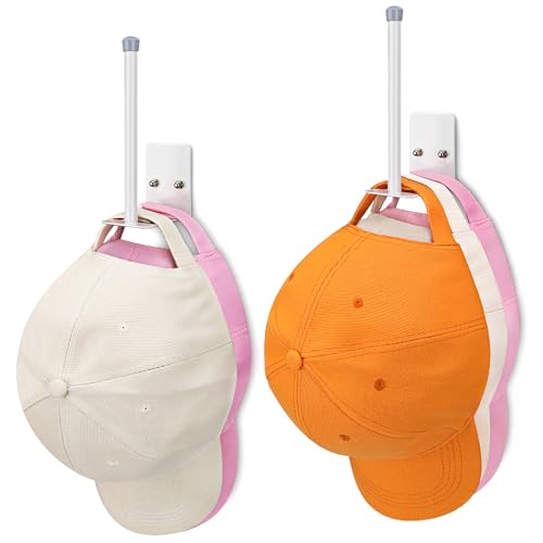 Stainless Steel Hat Hooks - 2 Pack Wall-Mounted Hat Organizer