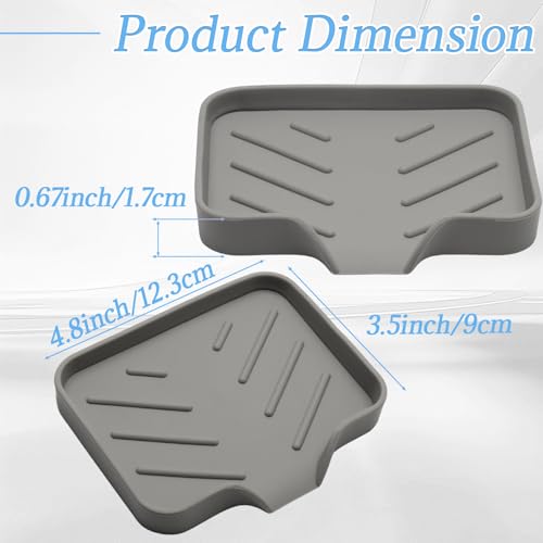 BokWin Self Draining Silica Gel Soap Dish, Grey 4.8x3.5 Inch