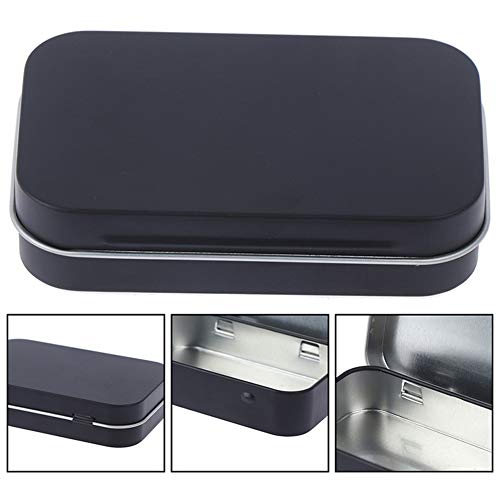 AKOAK 3-Pack Black Rectangular Hinged Tin Containers - 3.7 x 2.4 x 0.8 Inch