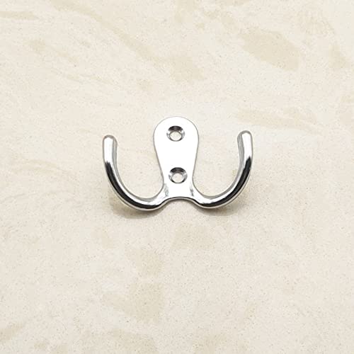 VIPERMARK 6-Pack Double Prong Coat Hooks - Wall Mounted Metal Robe and Hat Hooks with Screws for Bathroom and Bedroom