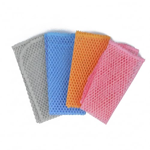 4 Pack Non-Scratch Dish Scrubbers - Odorless Mesh Cleaning Pads