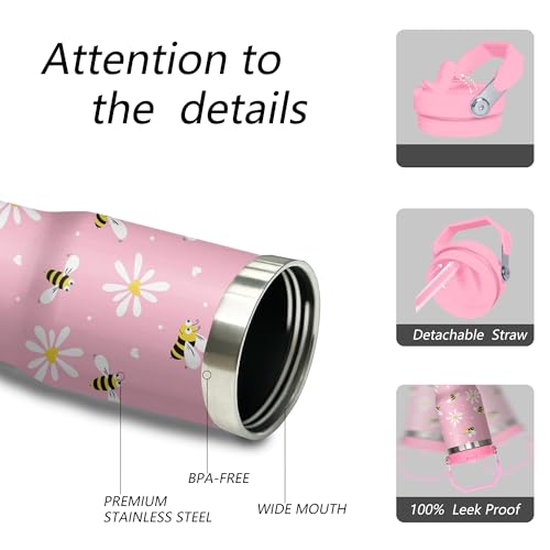 Bee Tumbler with Handle & Flip Straw 30oz Stainless Steel Travel Mug - Daisy