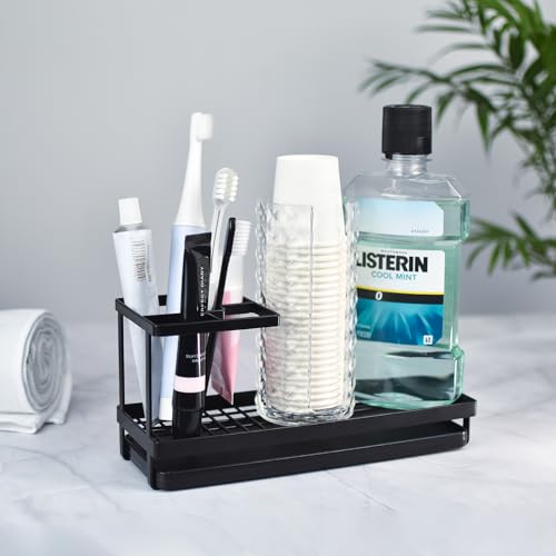 Metal Toothbrush Holder with Drainage - 4 Slot Bathroom Organizer