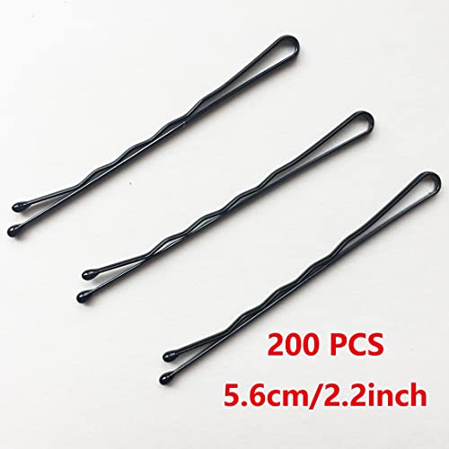 Reazana 200 Pcs Black Bobby Pins with Case - Secure Hold Hair Styling