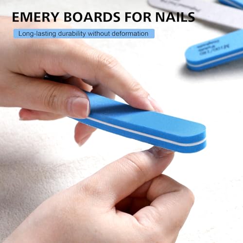 BALUCA Professional Nail Files & Buffers 10-Pack - 100/180 Grit Emery Boards for Acrylic & Natural Nails (Blue)