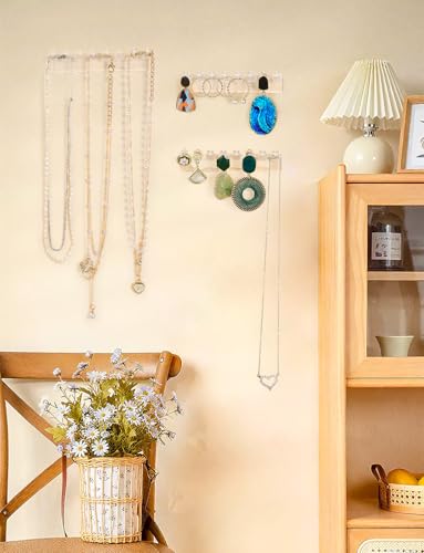 Transparent 12Pcs Wall-Mounted Jewelry Organizer - Acrylic Necklace Holder