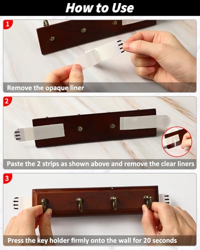 CypherX Brown Key Holder Wall Mount with 4 Hooks - Easy Removal & No Damage