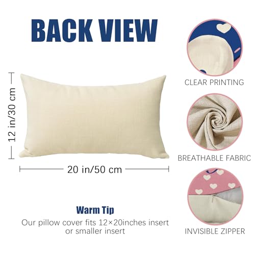 Fahrendom Valentines Day Love Heart Lumbar Pillow Cover 12x20 Inches - Pack of 1