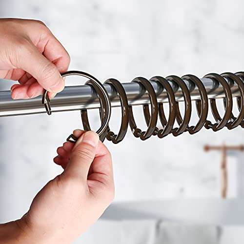 Qulable 12-Pack Plastic Shower Curtain Rings, Rust-Proof C-Shaped Hooks
