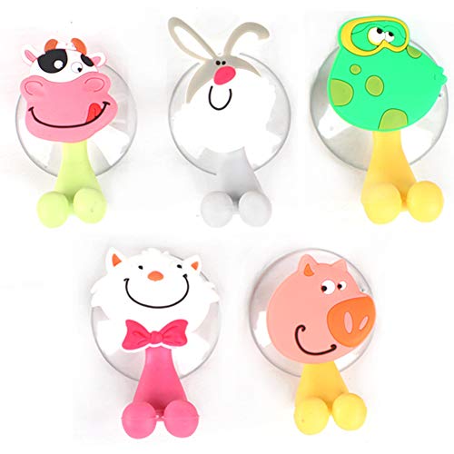 Funny Tool Suction Cup Toothbrush Holder Hooks - 5 Small Animal Set