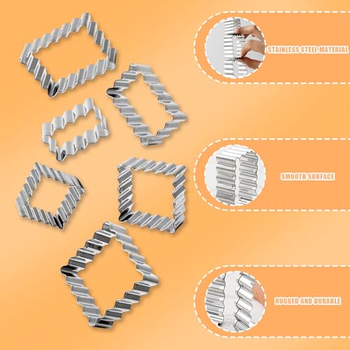 Stainless Steel Cookie Cutter Set - 6PCS Rectangle & Square Molds