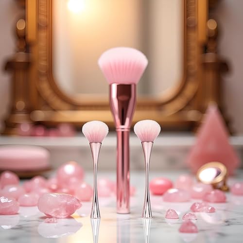 2Pcs Rose Gold Nail Art Dust Remover Brush Soft Bristles Manicure Tool