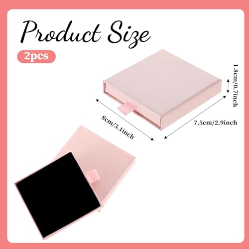 Dimeho Pink Jewelry Gift Boxes, 2-Pack Small Cardboard Boxes with Sponge