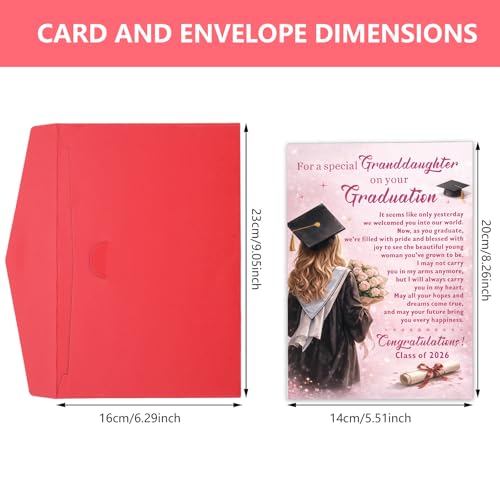 Class of 2026 Graduation Card for Granddaughter Keepsake Gift