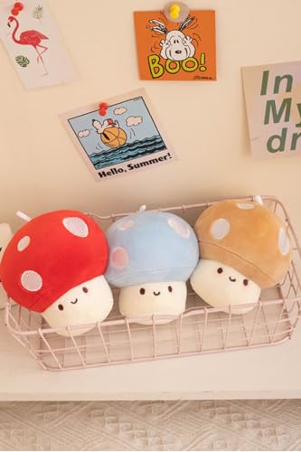 Cute Mushroom Throw Pillow - 3.9in Khaki Soft Decorative Plush Cushion