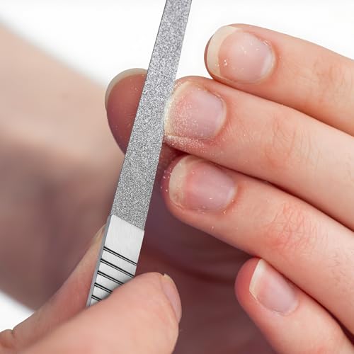FERYES Stainless Steel Double-Sided Nail File with Anti-Slip Handle