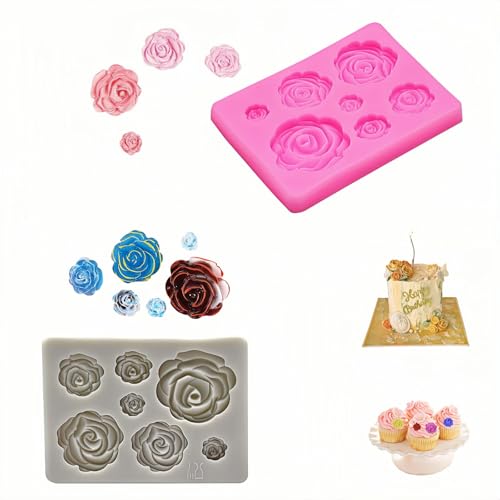 7-Cavity Silicone Rose Mold for Baking & Crafts - Non-Stick, Food Grade