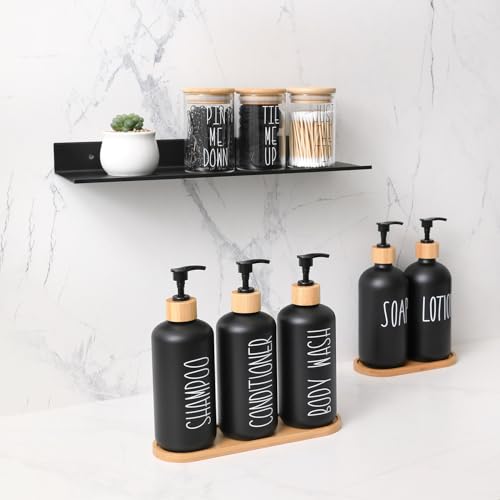 MOMEEMO Bamboo Soap Dispenser Pump Replacement Black 2-Pack for MOMEEMO Dispensers