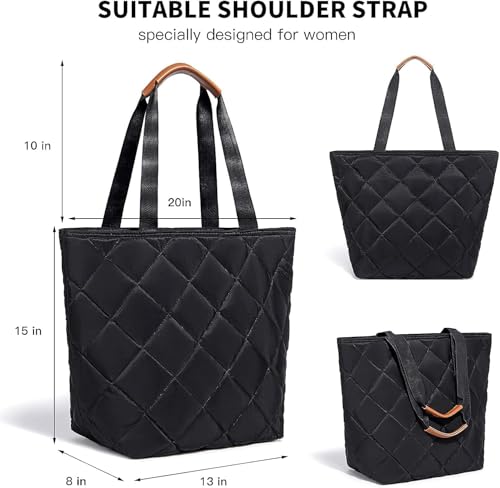 Insulated Grocery Cooler Bag - Large Reusable Tote, Satin Black
