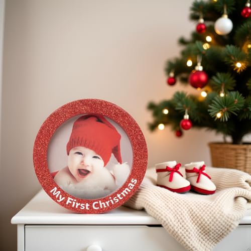 My First Christmas Red Glitter Photo Ornament - Keepsake Frame