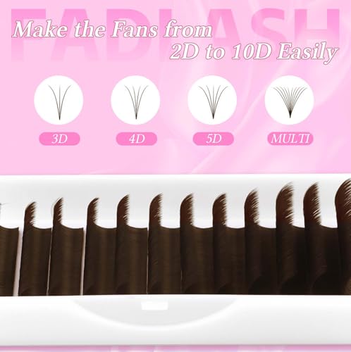FADLASH Easy Fan Brown Eyelash Extensions D Curl 15-20mm Volume Lashes