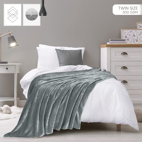 Utopia Bedding Twin Size Soft Fleece Blanket - Ash Grey, 60x80 Inch