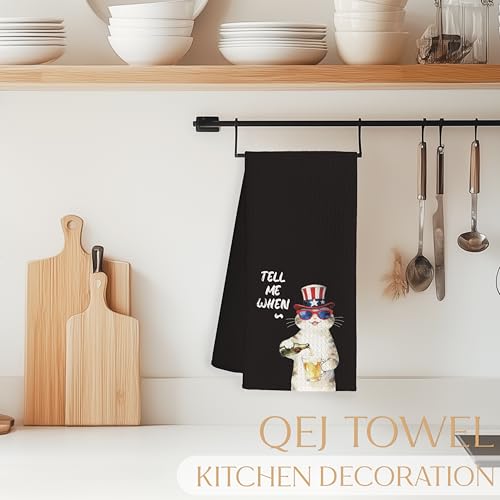 Patriotic Cat Kitchen Dish Towels 16x24 Inch - Funny Cat Lover Gifts