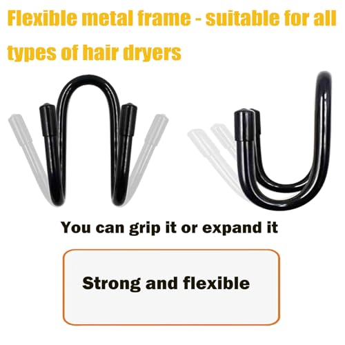 Universal Wall-Mount Hair Dryer Holder - Adjustable Metal Rack (2 Pack)