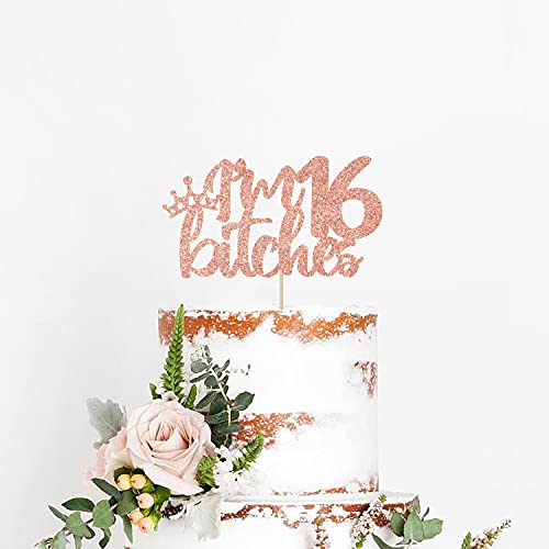 Rose Gold Glitter Cake Topper for 16th Birthday Party