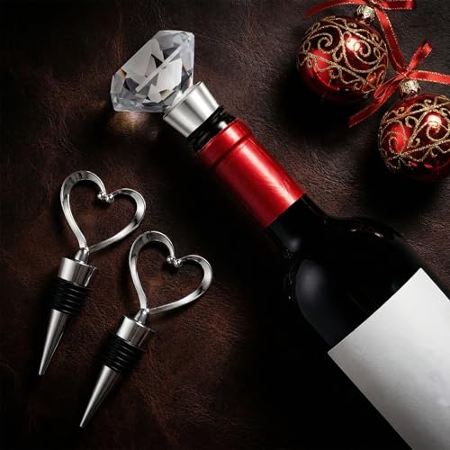 3-Pack Silicone Wine Stoppers with Heart & Diamond Design
