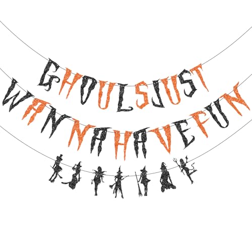 Ghouls Just Wanna Have Fun Glitter Banner for Halloween Parties