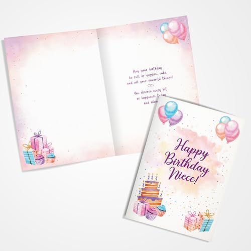 Premium A5 Birthday Card for Niece with Watercolour Design