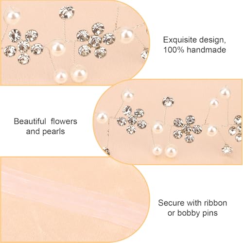 TIOSRU Silver Flower Girl Headpiece, Crystal Wedding Headband & Hair Vine
